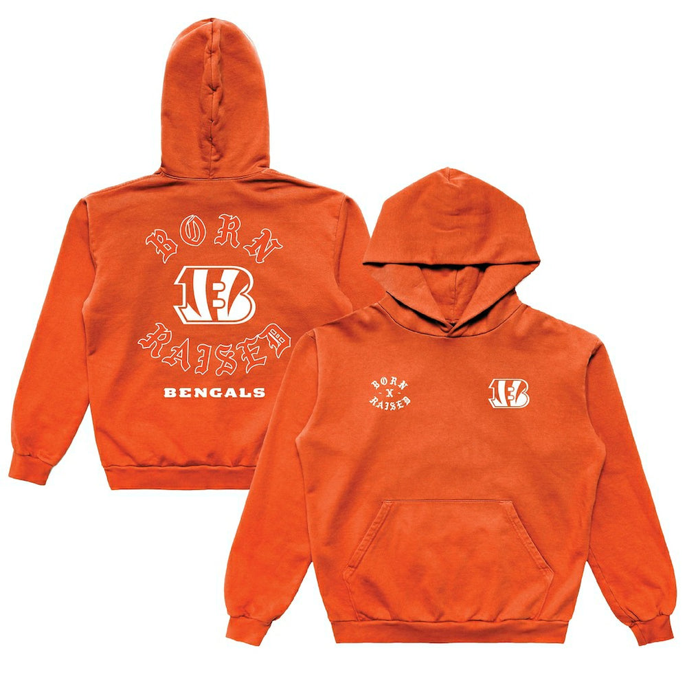 Cincinnati Bengals Born x Raised Unisex Pullover Hoodie - Orange Hoodies