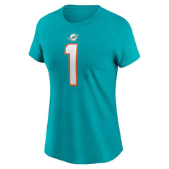 Tua Tagovailoa Miami Dolphins Women's Player Name & Number T-Shirt - Aqua T-shirts