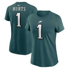 Jalen Hurts Philadelphia Eagles Women's Player Name & Number T-Shirt - Midnight Green T-shirts