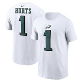 Jalen Hurts Philadelphia Eagles Player Name & Number T-Shirt - White T-shirts