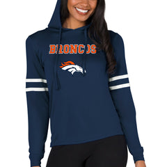 Denver Broncos Concepts Sport Women's Marathon Lightweight Lounge Pullover Hoodie - Navy Hoodies