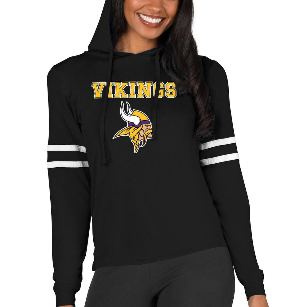 Minnesota Vikings Concepts Sport Women's Marathon Lightweight Lounge Pullover Hoodie - Black Hoodies