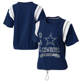 Dallas Cowboys WEAR by Erin Andrews Women's Cinched Colorblock T-Shirt - Navy T-shirts