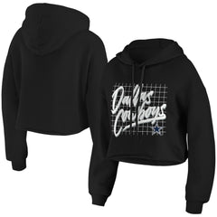 Dallas Cowboys WEAR by Erin Andrews Women's Domestic Cropped Pullover Hoodie - Black Hoodies