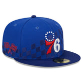 Philadelphia 76ers Rally Drive Checkerboard 59FIFTY Crown Fitted Hat Royal - New Era