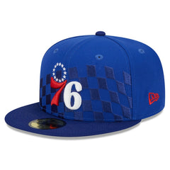 Philadelphia 76ers Rally Drive Checkerboard 59FIFTY Crown Fitted Hat Royal - New Era
