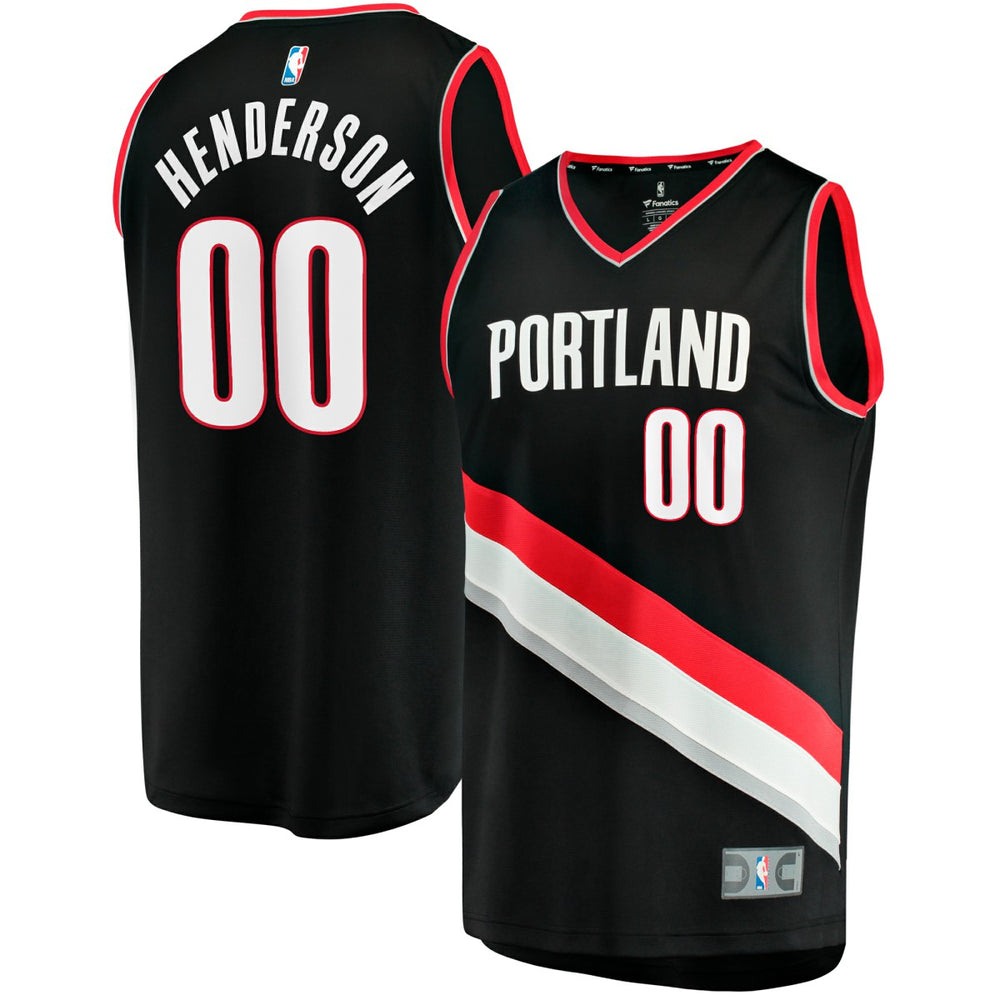 Scoot Henderson Portland Trail Blazers Fast Break Replica Jersey Icon Edition Black - Fanatics