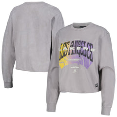 Los Angeles Lakers The Wild Collective Women's Band Cropped Long Sleeve T-Shirt Gray