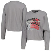 Chicago Bulls The Wild Collective Women's Band Cropped Long Sleeve T-Shirt Gray