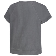 Los Angeles Lakers The Wild Collective Women's Embroidered Fleece Raglan Short Sleeve Pullover Sweatshirt Gray outlet