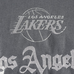 Los Angeles Lakers The Wild Collective Women's Embroidered Fleece Raglan Short Sleeve Pullover Sweatshirt Gray outlet