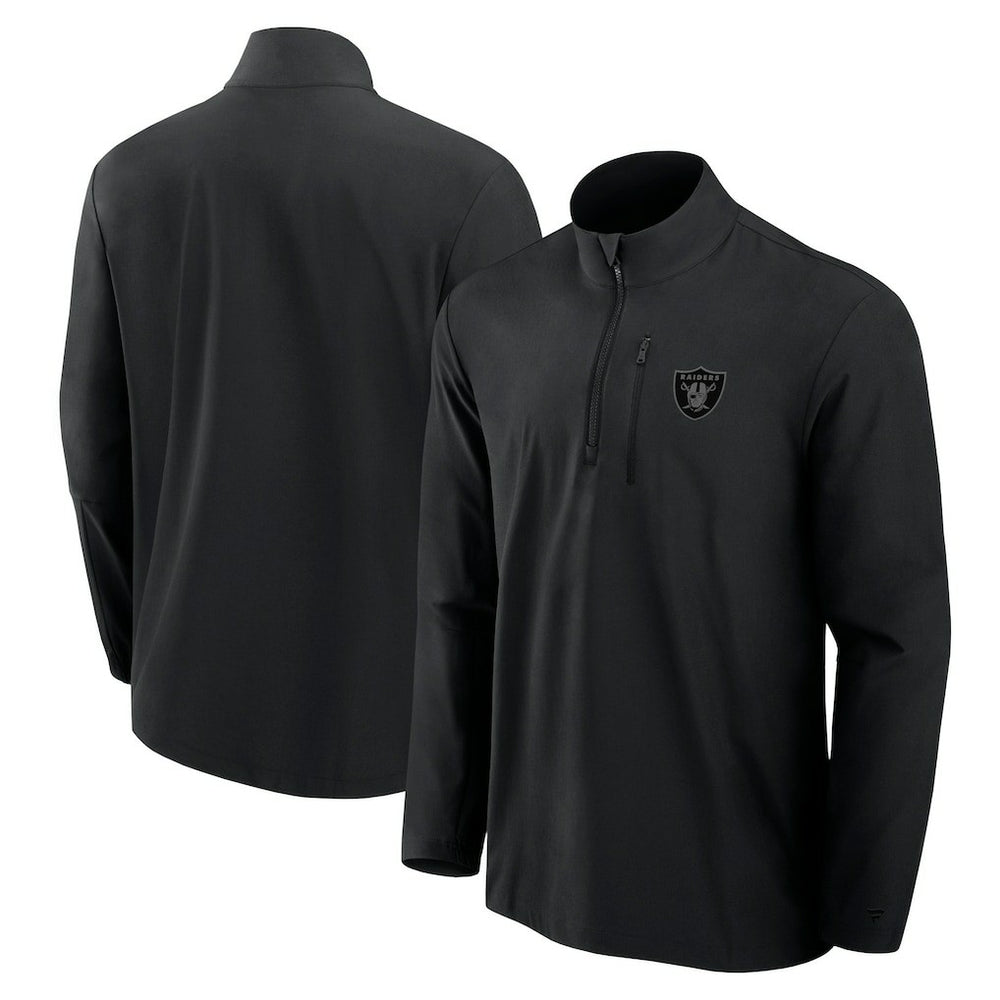 Las Vegas Raiders Front Office Micro Tonal Quarter-Zip Pullover - Black Pullover