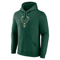 Milwaukee Bucks Primary Logo Pullover Hoodie Hunter Green - Fanatics