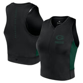 Green Bay Packers Women's Studio Fitted Gym Tank Top - Black Tops