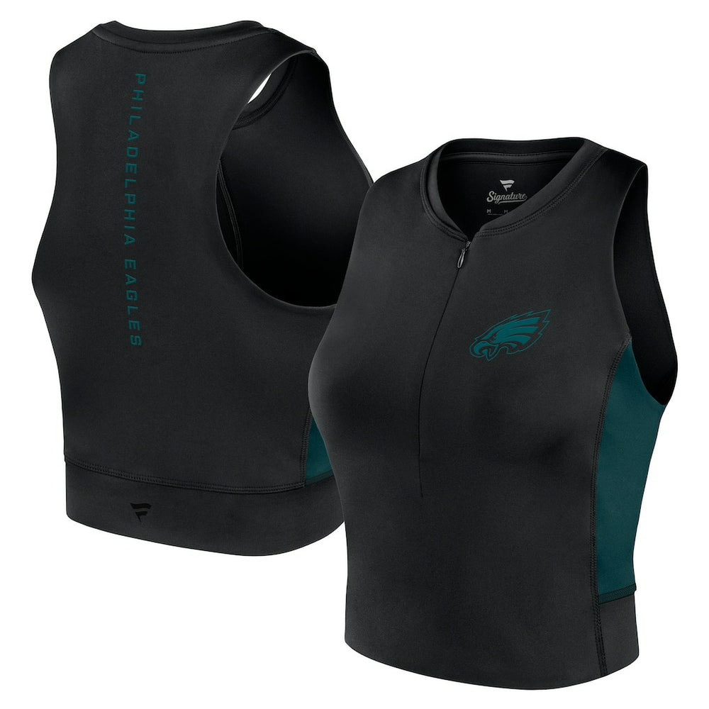 Philadelphia Eagles Women's Studio Fitted Gym Tank Top - Black Tops