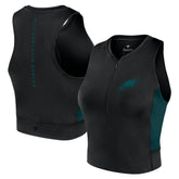 Philadelphia Eagles Women's Studio Fitted Gym Tank Top - Black Tops