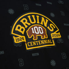Boston Bruins Mitchell & Ness 100th Anniversary Allover Print Pullover Hoodie - Black | US 200328487