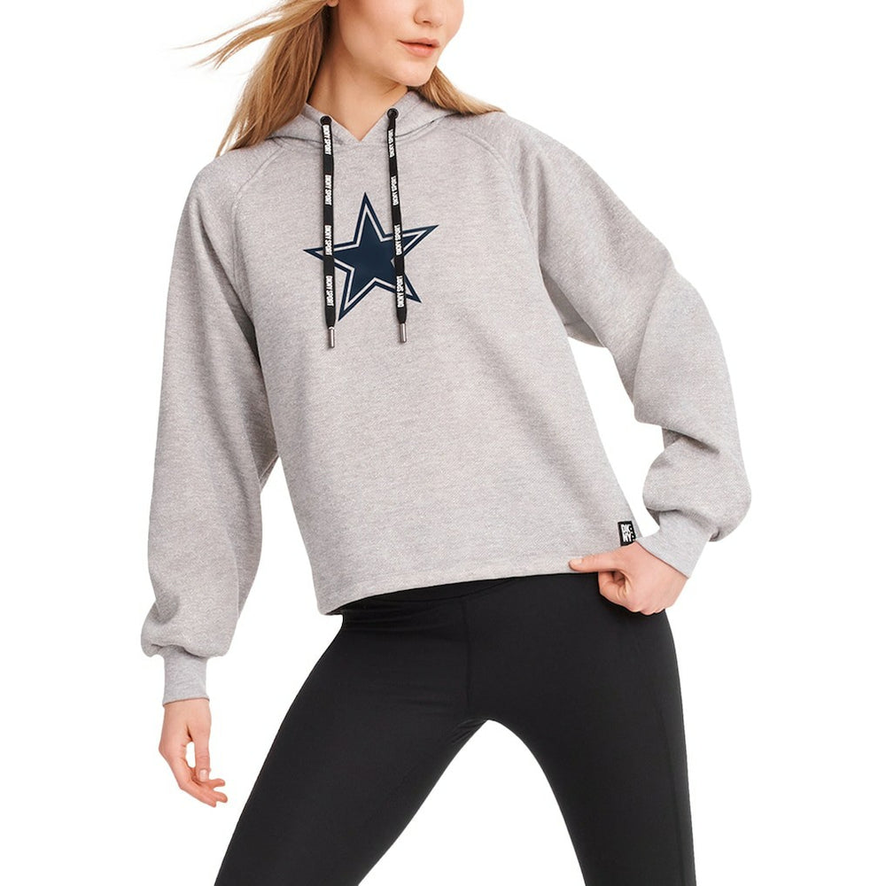 Dallas Cowboys DKNY Sport Women's Debbie Dolman Raglan Pullover Hoodie - Heather Gray Hoodies