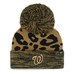Washington Nationals '47 Women's Leopard Rosette Cuffed Knit Hat with Pom Hats