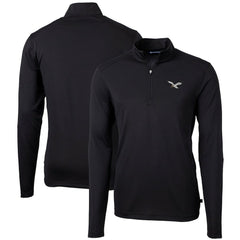 Philadelphia Eagles Cutter & Buck Gridiron Classics Big & Tall Virtue Eco Pique Recycled Quarter-Zip Pullover Top - Black Pullover