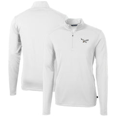 Philadelphia Eagles Cutter & Buck Gridiron Classics Big & Tall Virtue Eco Pique Recycled Quarter-Zip Pullover Top - White Pullover