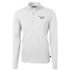 Philadelphia Eagles Cutter & Buck Gridiron Classics Big & Tall Virtue Eco Pique Recycled Quarter-Zip Pullover Top - White Pullover