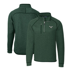 Philadelphia Eagles Cutter & Buck Gridiron Classics Big & Tall Mainsail Sweater-Knit Half-Zip Pullover Jacket - Heather Green Pullover