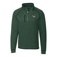 Philadelphia Eagles Cutter & Buck Gridiron Classics Big & Tall Mainsail Sweater-Knit Half-Zip Pullover Jacket - Heather Green Pullover