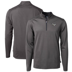Philadelphia Eagles Cutter & Buck Gridiron Classics Big & Tall Virtue Eco Pique Micro Stripe Recycled Quarter-Zip Pullover Top - Charcoal Pullover