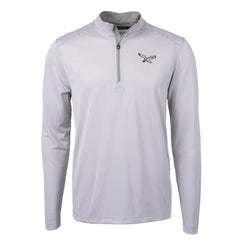 Philadelphia Eagles Cutter & Buck Gridiron Classics Big & Tall Virtue Eco Pique Micro Stripe Recycled Quarter-Zip Pullover Top - White Pullover