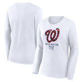 Washington Nationals Fanatics Women's Lightweight Fitted Long Sleeve T-Shirt - White T-shirts