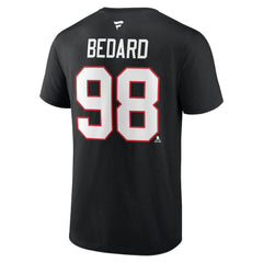 Connor Bedard Chicago Blackhawks Fanatics Authentic Stack Name & Number T-Shirt - Black | US 200351240