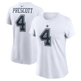 Dak Prescott Dallas Cowboys Women's Player Name & Number T-Shirt - White T-shirts