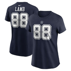 CeeDee Lamb Dallas Cowboys Women's Player Name & Number T-Shirt - Navy T-shirts