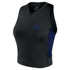 Houston Astros Fanatics Women's Studio Half-Zip Fitted Gym Tank Top - Black Tanks
