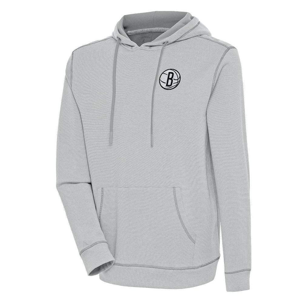Brooklyn Nets Antigua Axe Bunker Tri-Blend Pullover Hoodie Gray