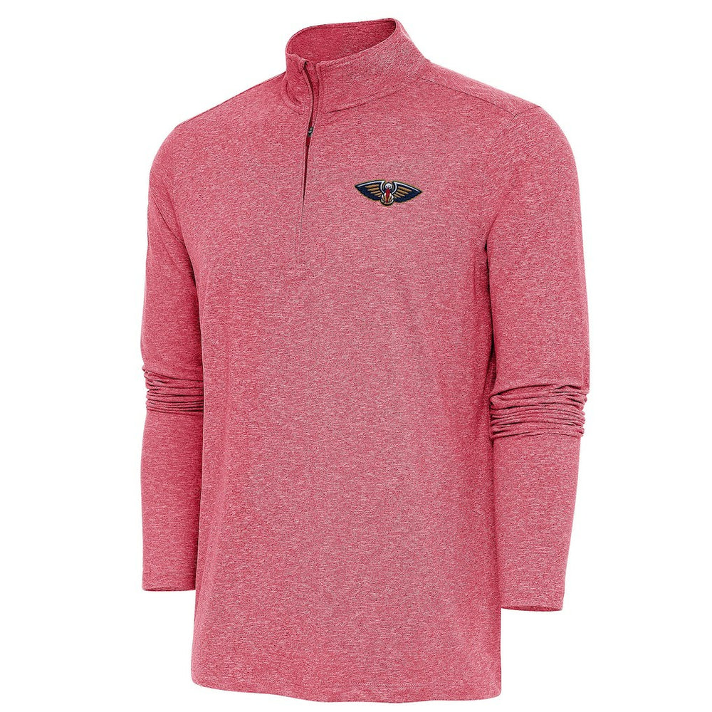 New Orleans Pelicans Antigua Hunk Quarter-Zip Pullover Top Heather Red