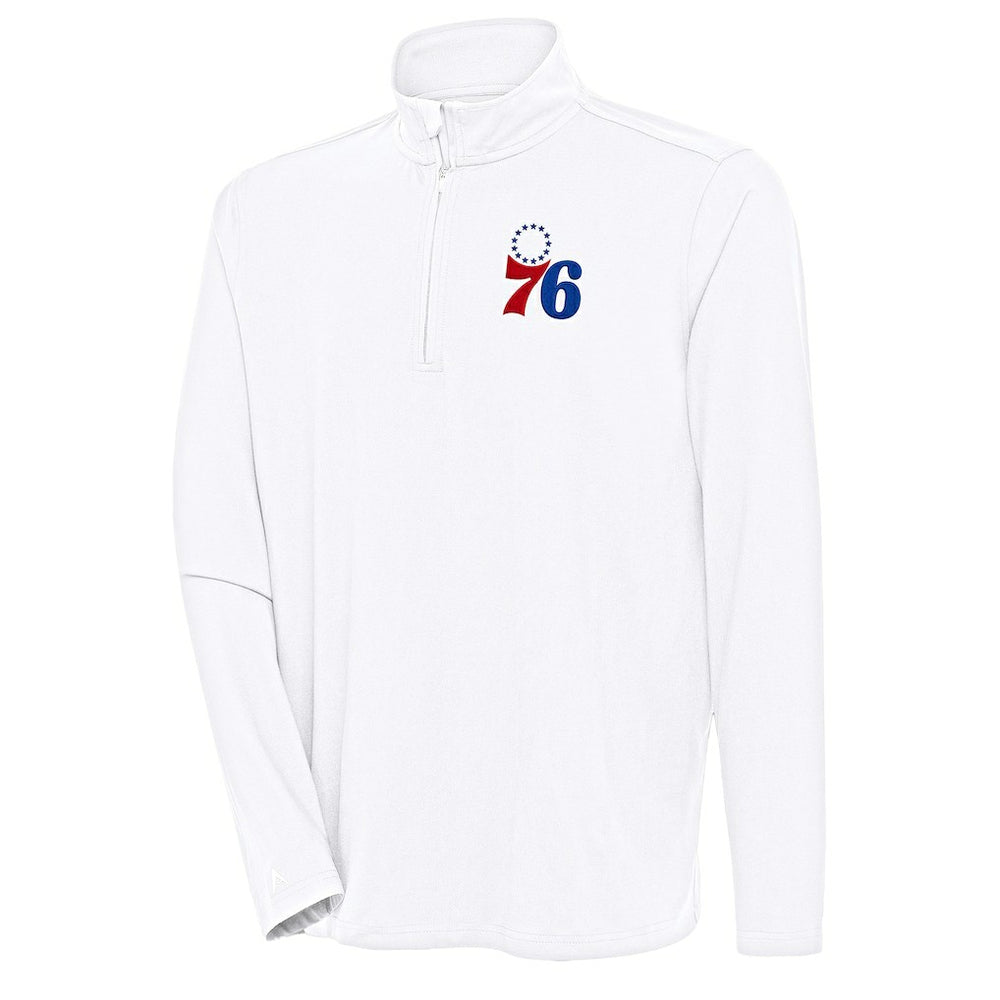 Philadelphia 76ers Antigua Hunk Quarter-Zip Pullover Top White outlet