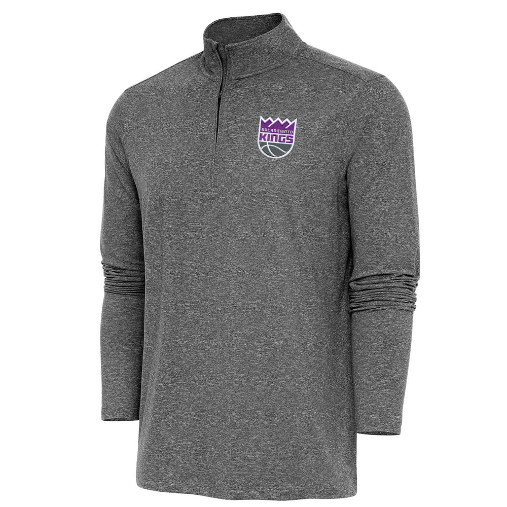 Sacramento Kings Antigua Hunk Quarter-Zip Pullover Top Heather Black