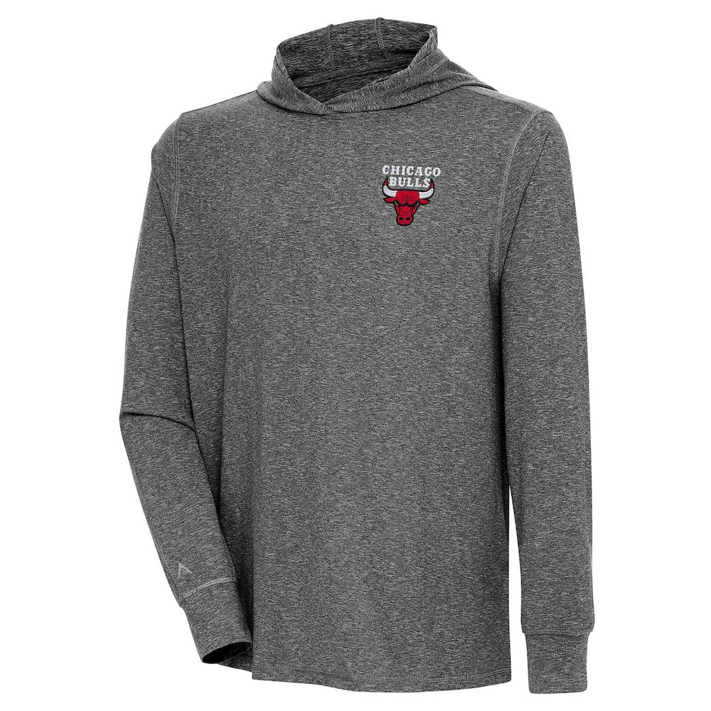 Chicago Bulls Antigua Saga Long Sleeve Hoodie T-Shirt Heather Black