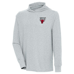 Chicago Bulls Antigua Saga Long Sleeve Hoodie T-Shirt Heather Gray