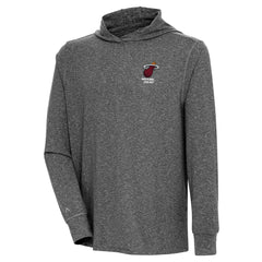 Miami Heat Antigua Saga Long Sleeve Hoodie T-Shirt Heather Black outlet