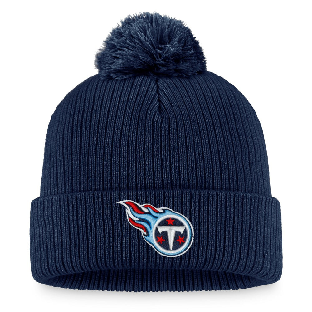 Tennessee Titans Women's Logo Cuffed Knit Hat with Pom - Navy Hats
