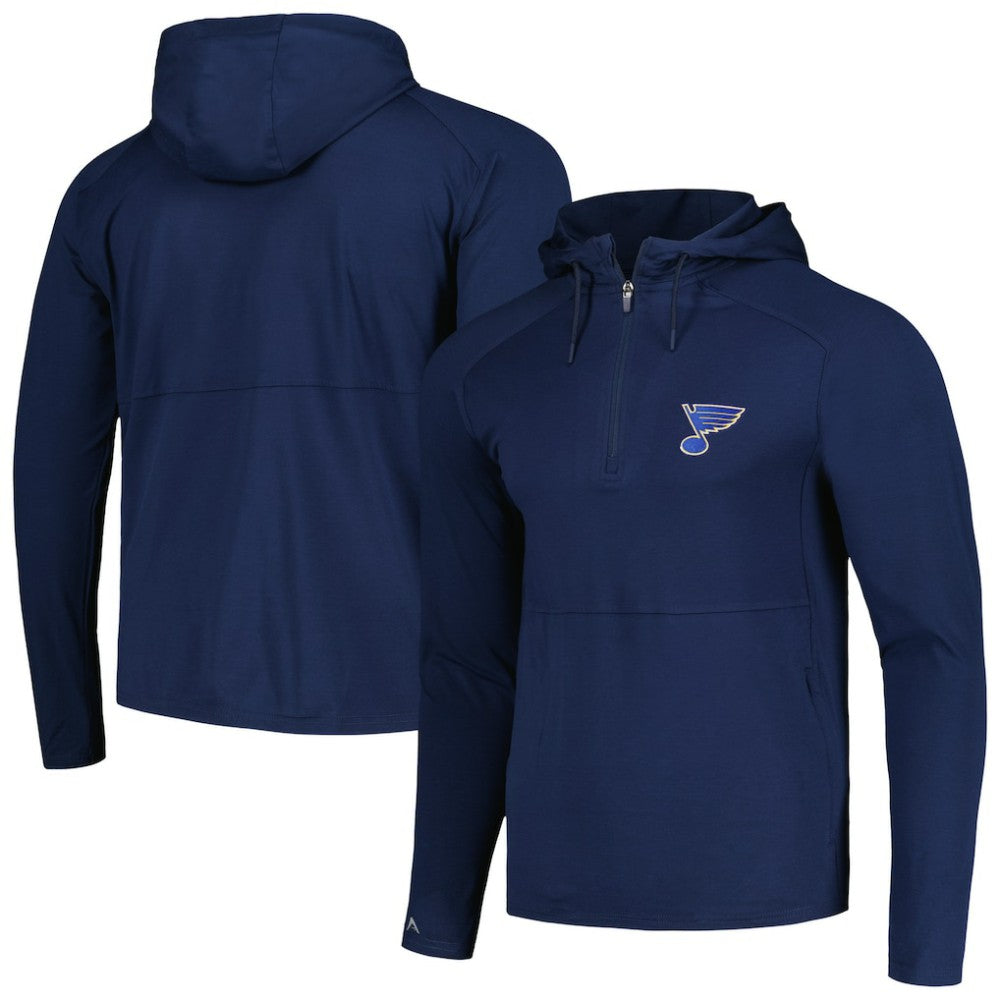 St. Louis Blues Antigua Spikes Raglan Quarter-Zip Hoodie - Heather Navy | US 200360267