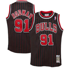 Dennis Rodman Chicago Bulls Youth 1995/96 Hardwood Classics Swingman Jersey Black - Mitchell & Ness