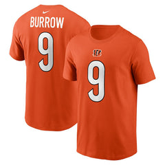 Joe Burrow Cincinnati Bengals Player Name & Number T-Shirt - Orange T-shirts