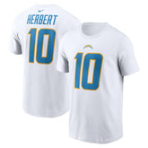 Justin Herbert Los Angeles Chargers Player Name & Number T-Shirt - White T-shirts