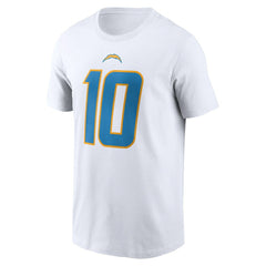 Justin Herbert Los Angeles Chargers Player Name & Number T-Shirt - White T-shirts