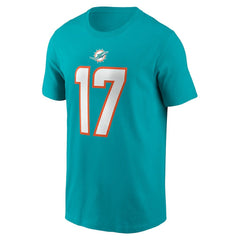 Jaylen Waddle Miami Dolphins Player Name & Number T-Shirt - Aqua T-shirts