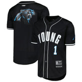 Bryce Young Carolina Panthers Pro Standard Mesh Baseball Button-Up T-Shirt - Black T-shirts